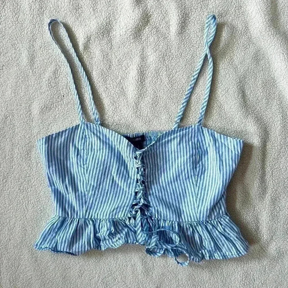 Forever 21 Blue Cropped Tank Top - Picture 1 of 6